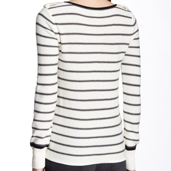 Anthropologie Jamison Chet Knit Stripe Jacket White Black Gray Sweater Cardigan - Picture 2 of 2